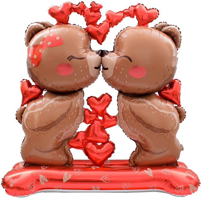 Шар Фигура 3D на подставке, Влюбленные мишки (в упаковке)