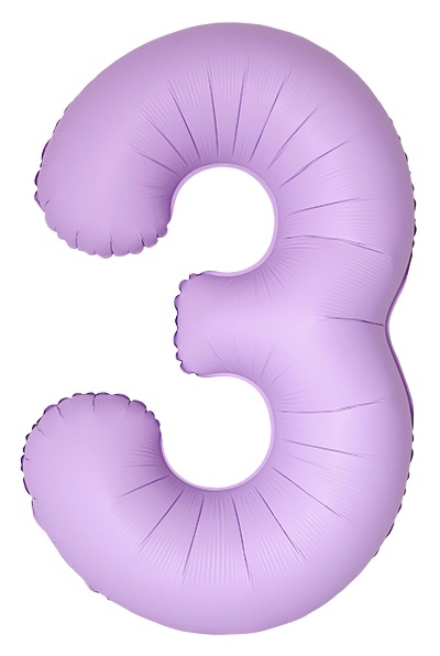 Шар Цифра "3" Slim Лаванда, Матовый / Lavanda (в упаковке)